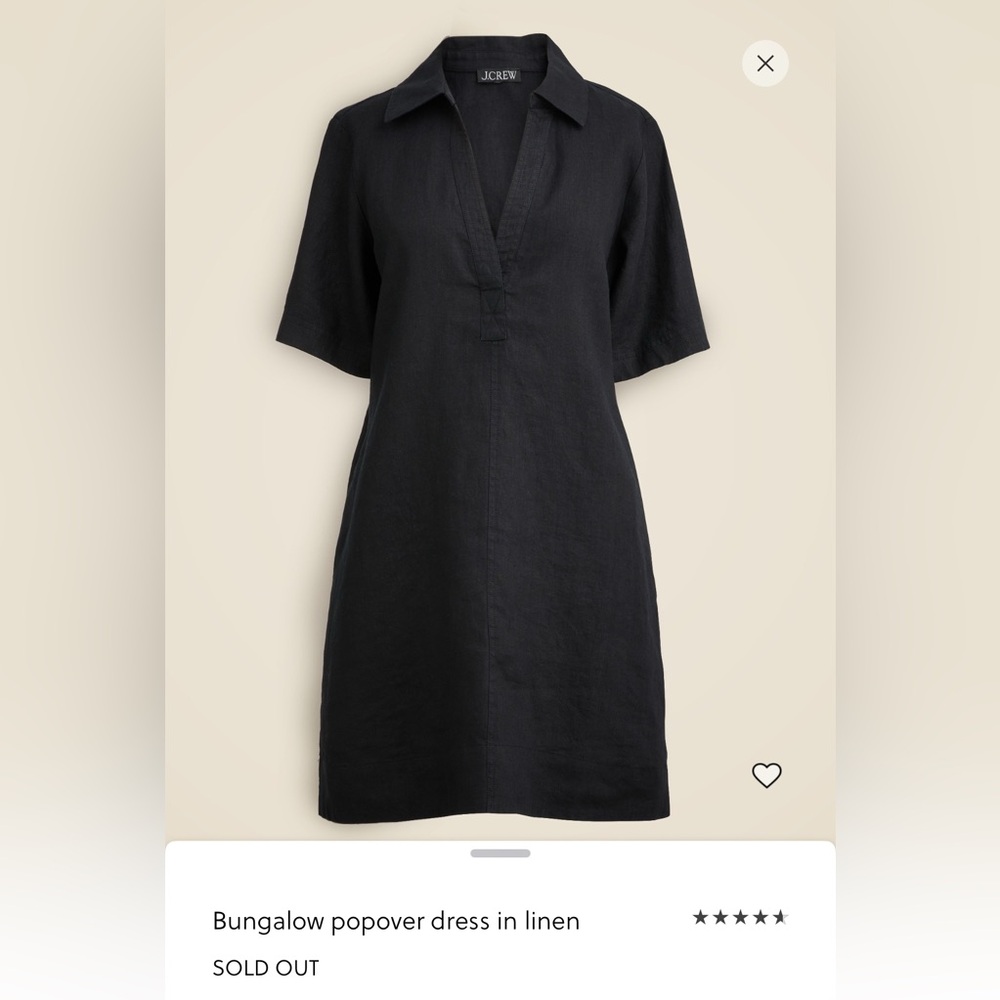 J.Crew Black Linen Bungalow Popover Dress M
